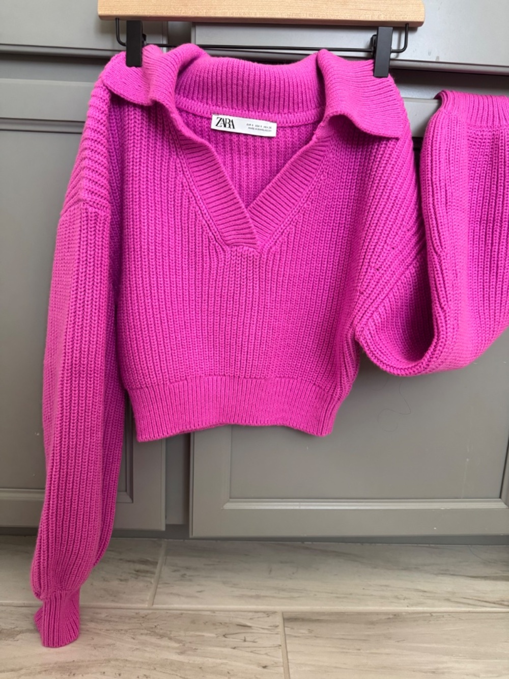 Zara fuchsia pink cropped sweater - Picture 3 of 10